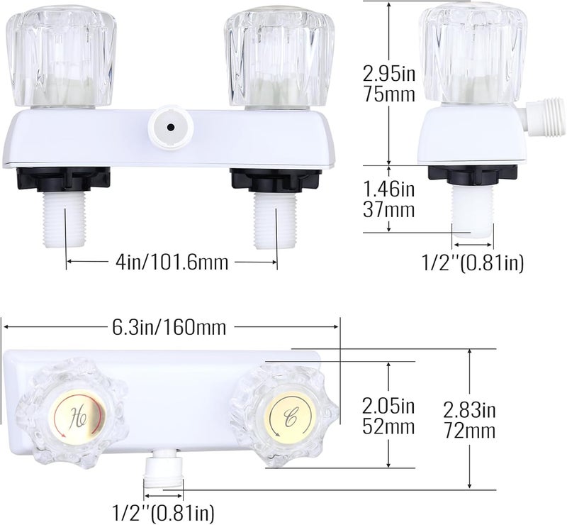 OasisFlow RV Shower Faucet, Camper Shower Faucet, RV Shower Replacement Valve Diverter, Bathroom Shower Mixing Valve Control for RV, Camper Van, Travel Trailer, Motorhome - Image 3